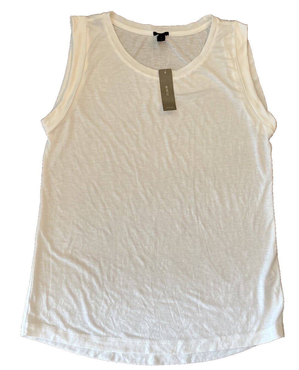 NEW J.Crew Ivory Sleeveless Layering Crew Neck Tank SemiSheer Capsule Wardrobe S